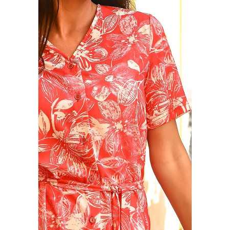 Robe facile à enfiler pour femme senior - imprimé feuillage