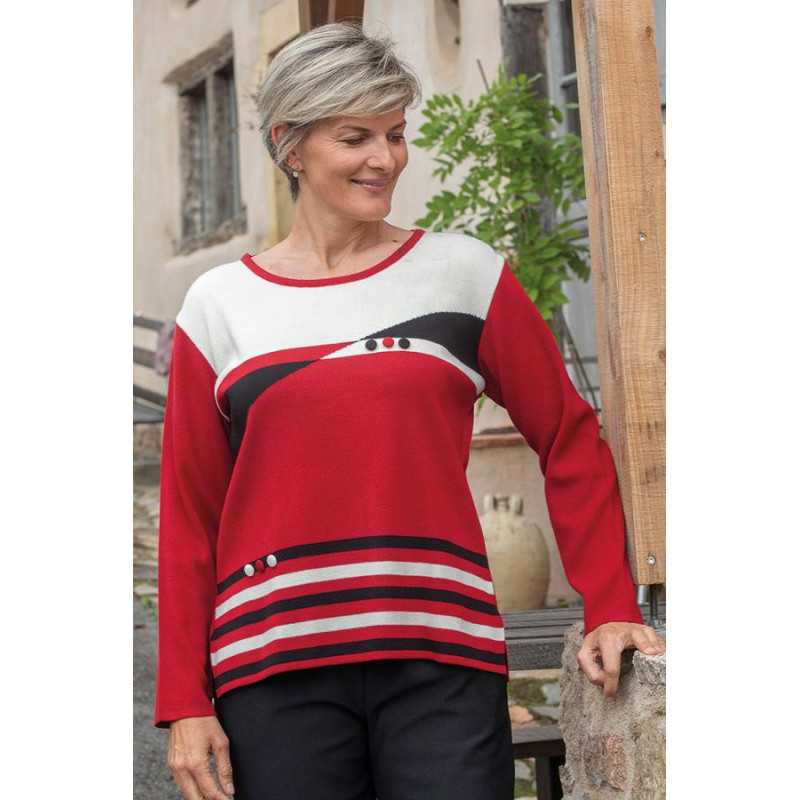 Pull pour femme senior dépendante avec ouverture dos croisé par pressions