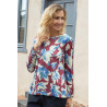 Top médical ouverture dos croisée - femme âgée Ehpad - motif fleuri