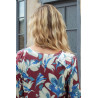 Top médical ouverture dos croisée - femme âgée Ehpad - motif fleuri zoom vue dos