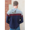 Pull homme senior médical ouvert dans le dos par pressions vue dos