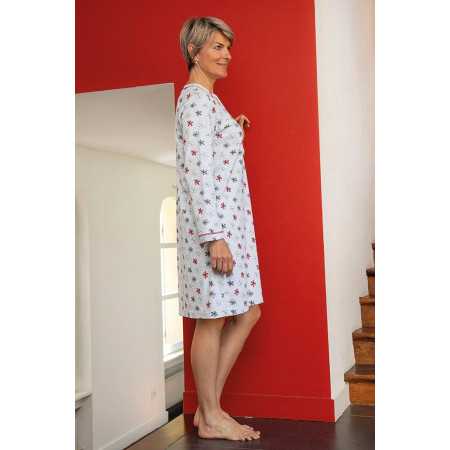 Liquette femme manches longues 100% coton - Facile à enfiler - boutons