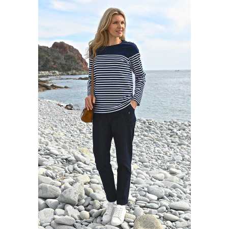 Tee-shirt marinière coloris marine femme âgée