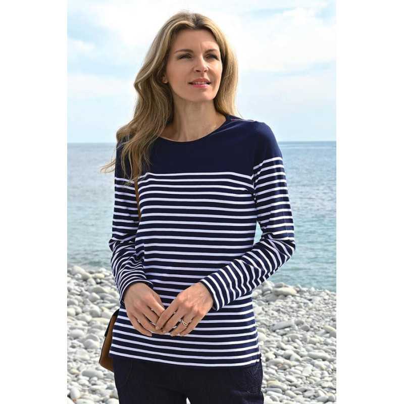 Tee-shirt marinière coloris marine femme senior