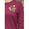 Tee-shirt col rond avec jolie broderie manches longues pour femme