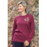 Tee-shirt col rond avec jolie broderie manches longues pour femme