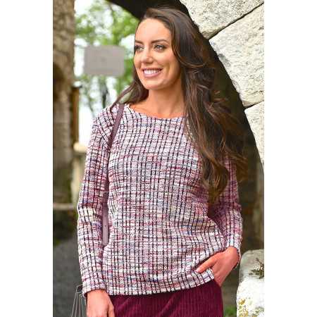 Pull chiné femme senior - élégant à motifs - manches longues
