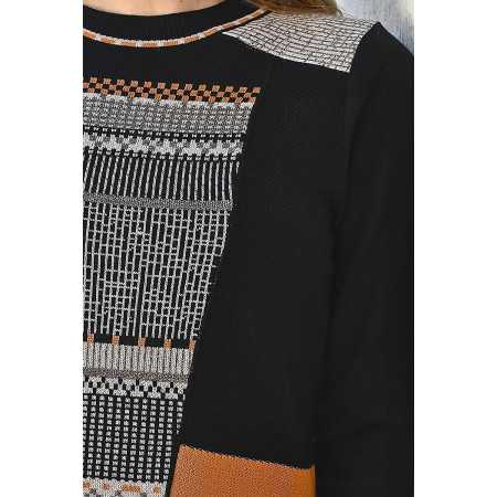 Tee-shirt femme senior manches longues noir détail zoom