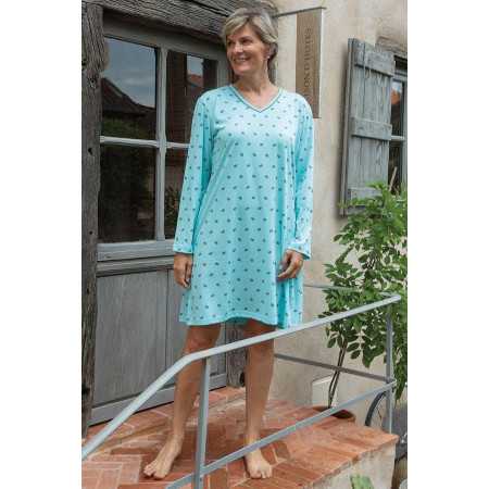 Liquette manches longues coton pour femme âgée senior - pyjama nuit