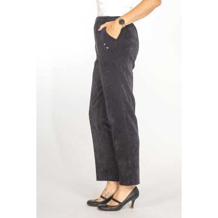 Pantalon velours ceinture élastique confortable pour femme âgée