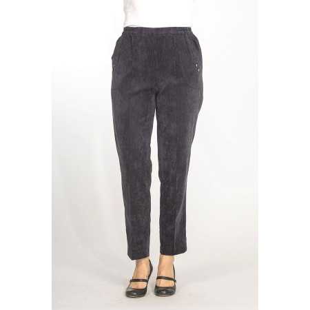 Pantalon velours ceinture élastique confortable pour femme âgée