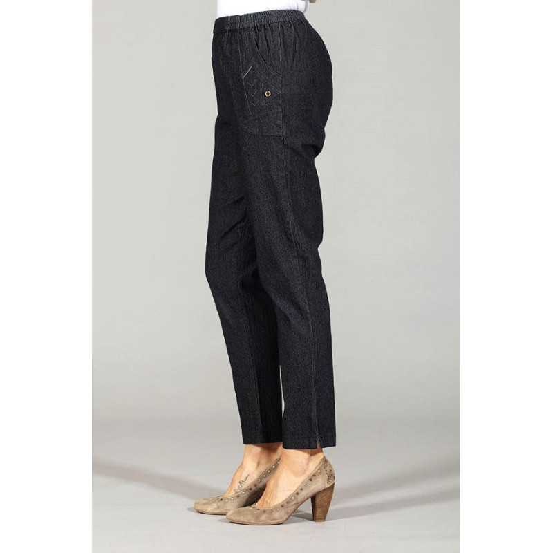 Pantalon jean's avec taille élastique facile à mettre pour femme senior