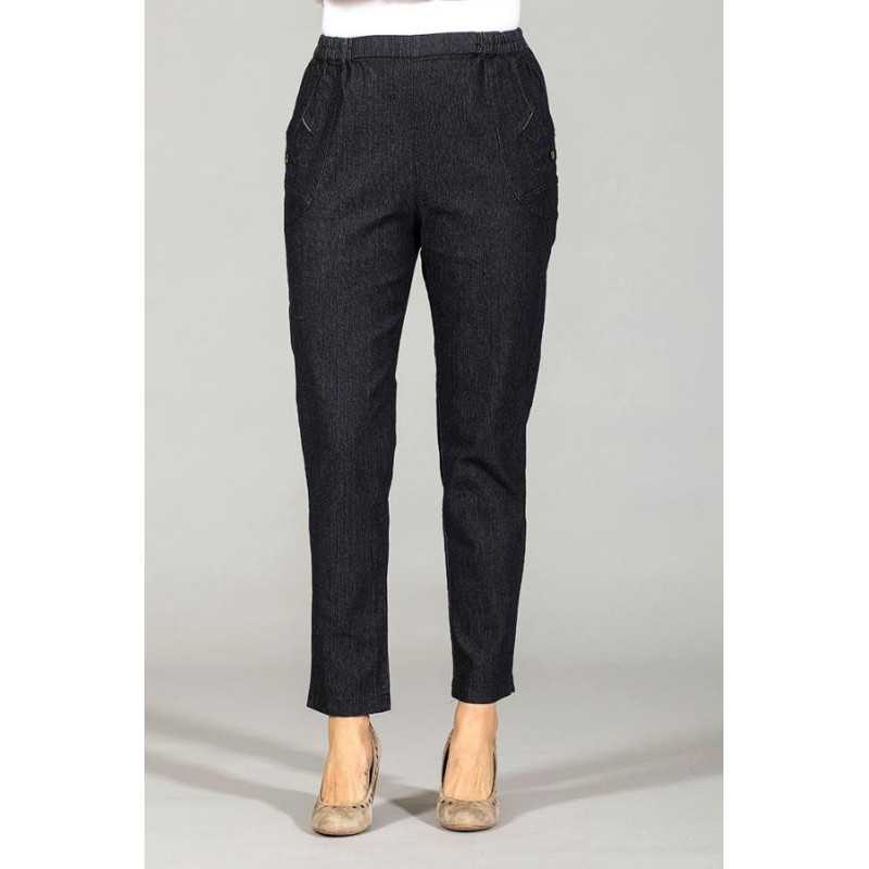 Pantalon jean's avec taille élastique facile à mettre pour femme senior