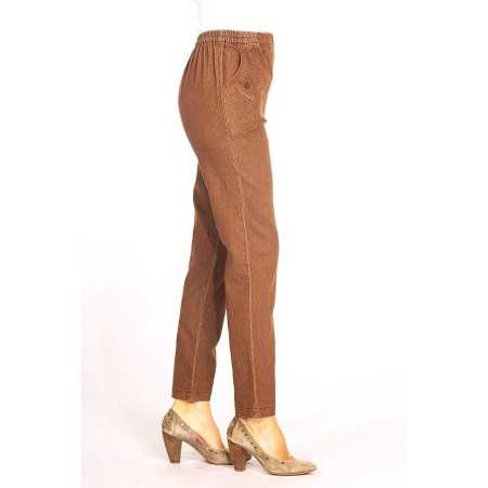 Pantalon jean's avec taille élastique facile à mettre pour femme senior