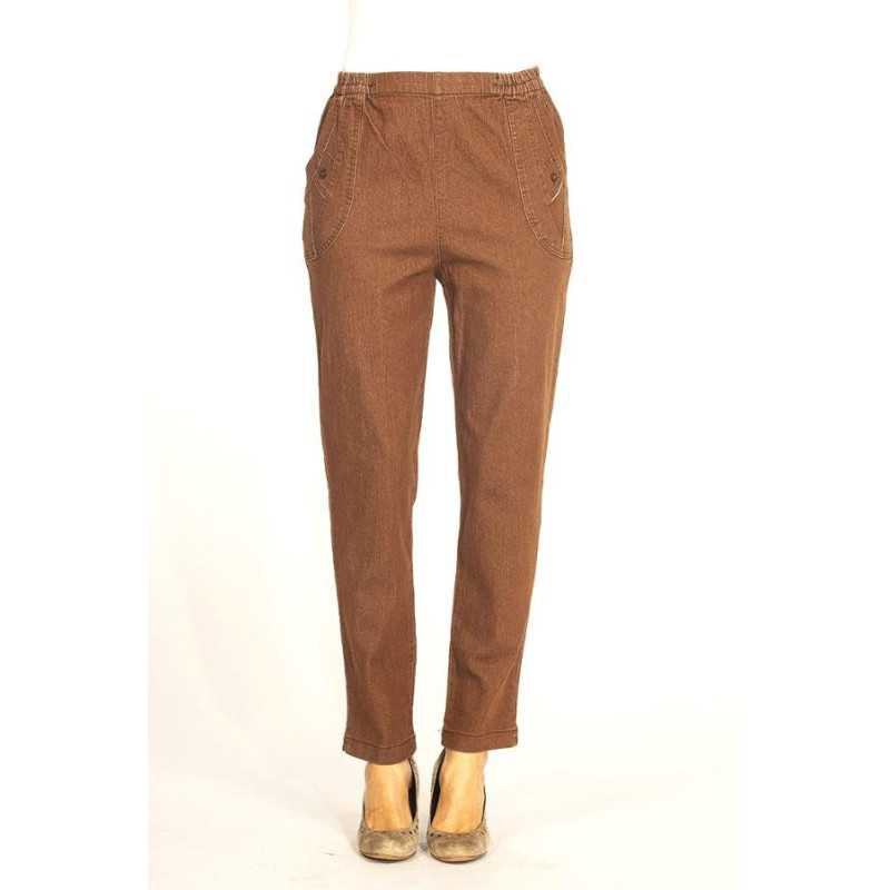 Pantalon jean's avec taille élastique facile à mettre pour femme senior
