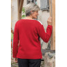 Pull mailles rouge et  blanc pour femme âgée  - doux et élégant