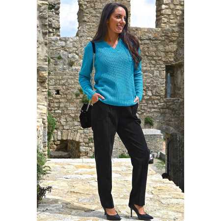 Pull maille pour femme senior - très doux - turquoise ou rouge - Facilavi