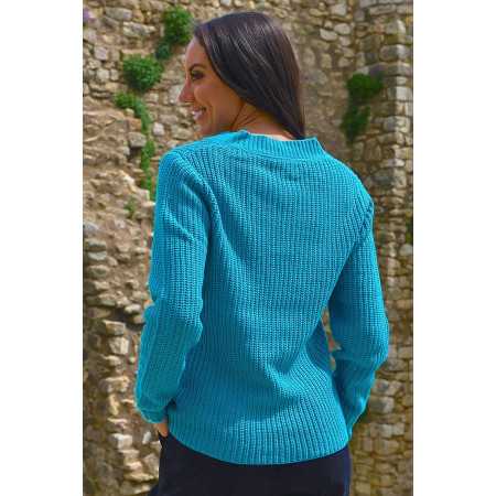 Pull maille pour femme senior - très doux - turquoise ou rouge - Facilavi