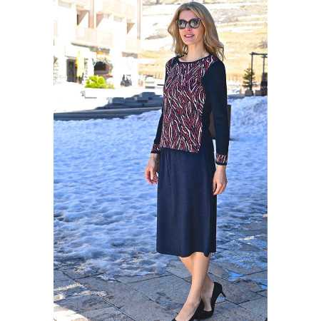Pull maille Jacquard 12% laine femme senior - chaud et confortable