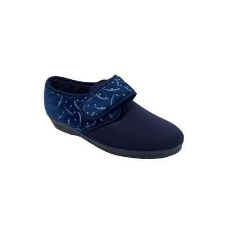 Chaussure bleu femme ouverture large pieds