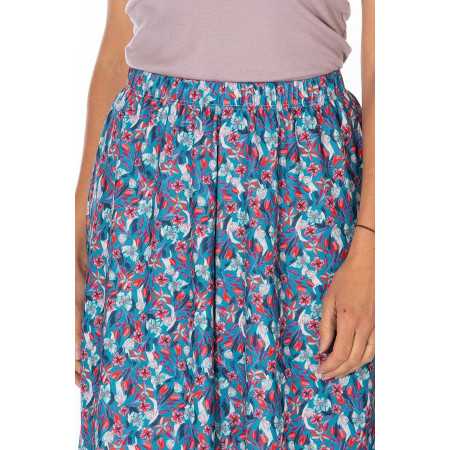 Jupe ceinture élastiquée bleu avec fleur femme senior zoom