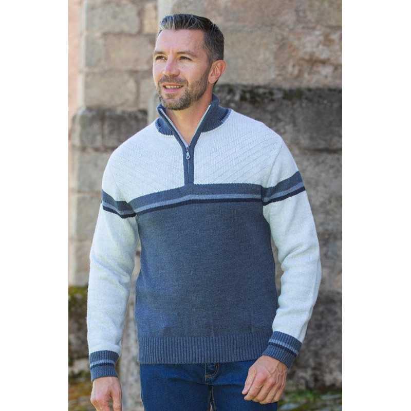 Pull avec zip facile à enfiler pour homme senior - pratique à mettre Pull avec zip facile à enfiler pour homme senior - pratique à mettre