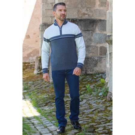 Pull avec zip facile à enfiler pour homme senior - pratique à mettre