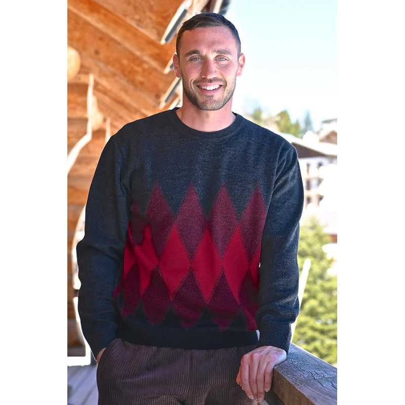 Pull homme col rond- 10% laine - chaud et confortable