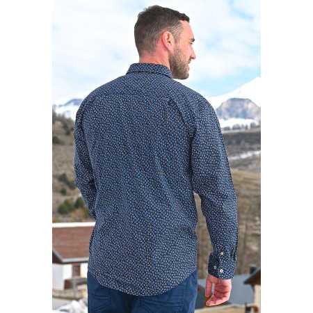 Chemise homme manches longues motifs avec ouverture boutons avant