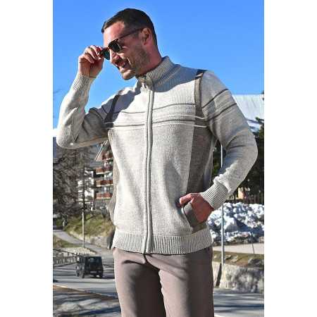 Gilet manches longues fermeture zip pour homme senior - 2 poches