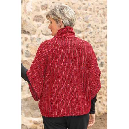 Poncho rouge femme senior dos