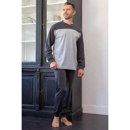 Pyjama pour homme senior - chaud et confortable - 100% coton