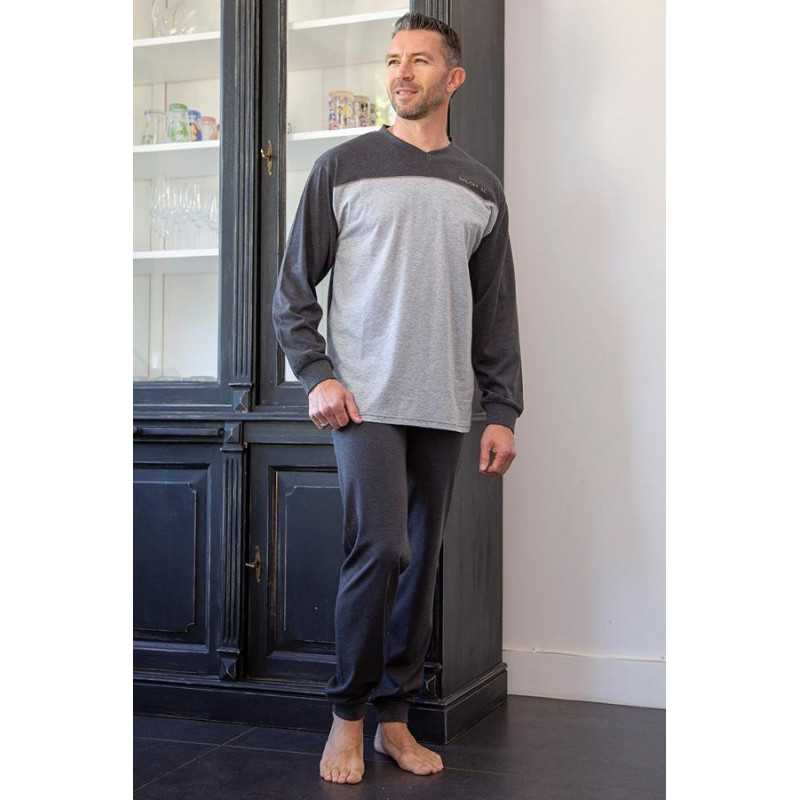 Pyjama pour homme senior - chaud et confortable - 100% coton