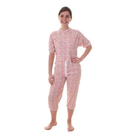 Grenouillere adulte femme confort pour la nuit - courte - fleurie