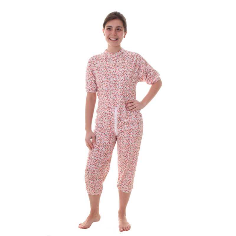 Grenouillere adulte femme confort pour la nuit - courte - fleurie Grenouillere adulte femme confort pour la nuit - courte - fleurie