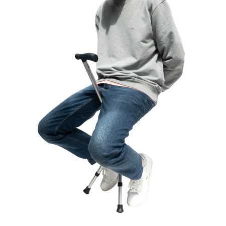 Canne siège pliante 3 pieds légère - pour senior