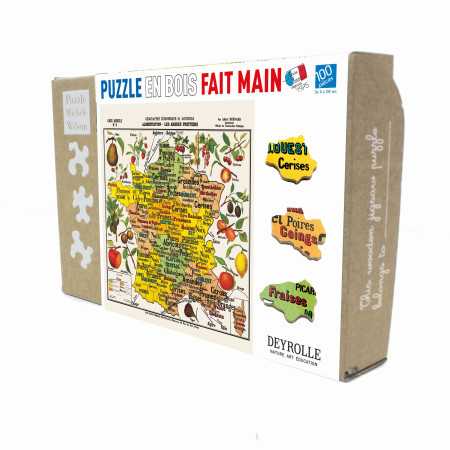 Puzzle bois 100 pièces seniors – Carte de France des fruits par Deyrolle