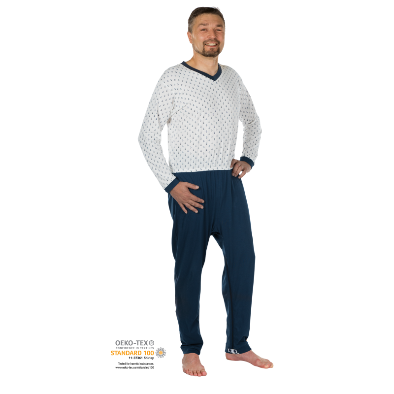 Grenouillère homme coton ouverture dos et jambes