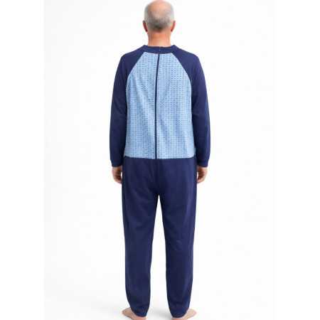 Grenouillère zip dans le dos pour homme senior dépendant - Ehpad