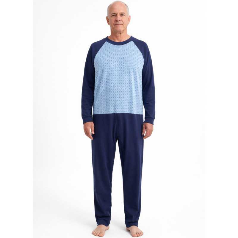 Grenouillère zip dans le dos pour homme senior dépendant - Ehpad