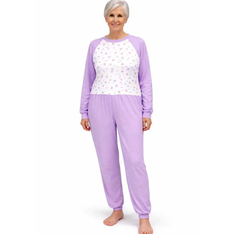 Grenouillère nuit femme senior dépendante avec fermeture dos | Facilavi