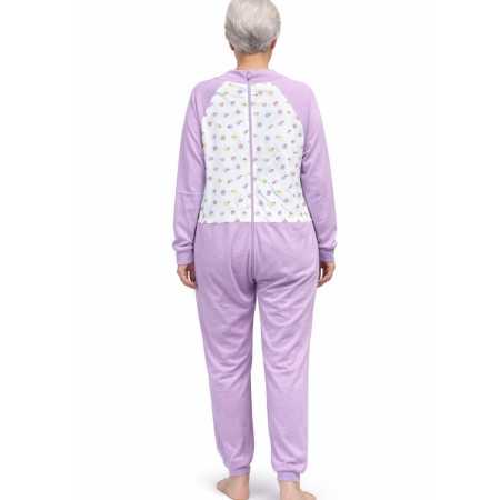 Grenouillère nuit femme senior dépendante avec fermeture dos | Facilavi