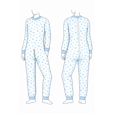 Grenouillère de nuit femme médicalisée imprimés schéma