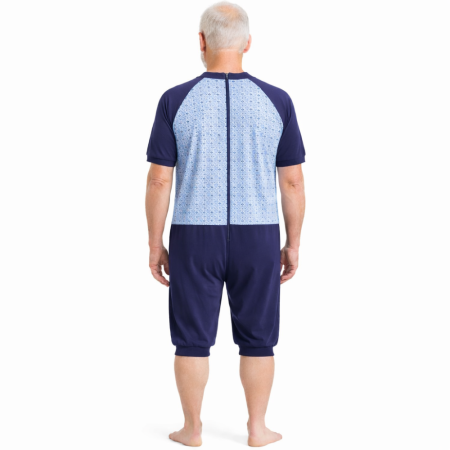 Grenouillère courte pour homme ouverte dans le dos par zip - été