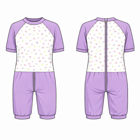 Grenouillère courte d'été pour femme âgée dépendante - Ehpad