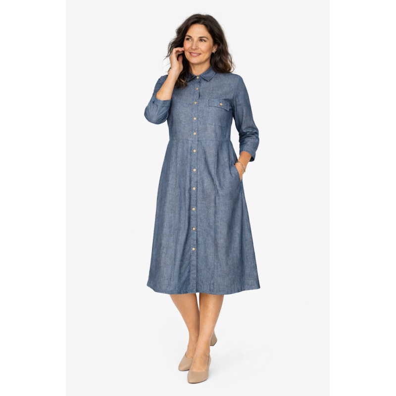 Robe femme senior ouverte dans le dos médicalisée en jean's