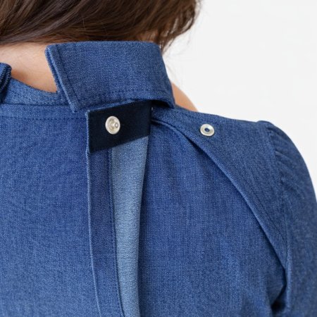 Robe médicalisée jean's foncé femme senior Ehpad - ouverture dos