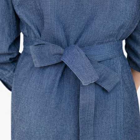 Robe femme senior ouverte dans le dos médicalisée en jean's  zoom noeud
