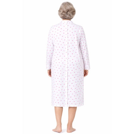 chemise de nuit femme senior ouverture dos par pressions raisin rose