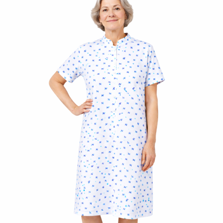 Chemise de nuit femme senior médicalisée ouverture dos par pressions